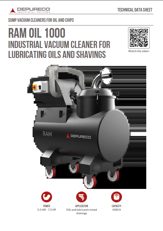 RAM OIL Industrial Vacuum Cleaner For Lubricating Oils And Shavings 